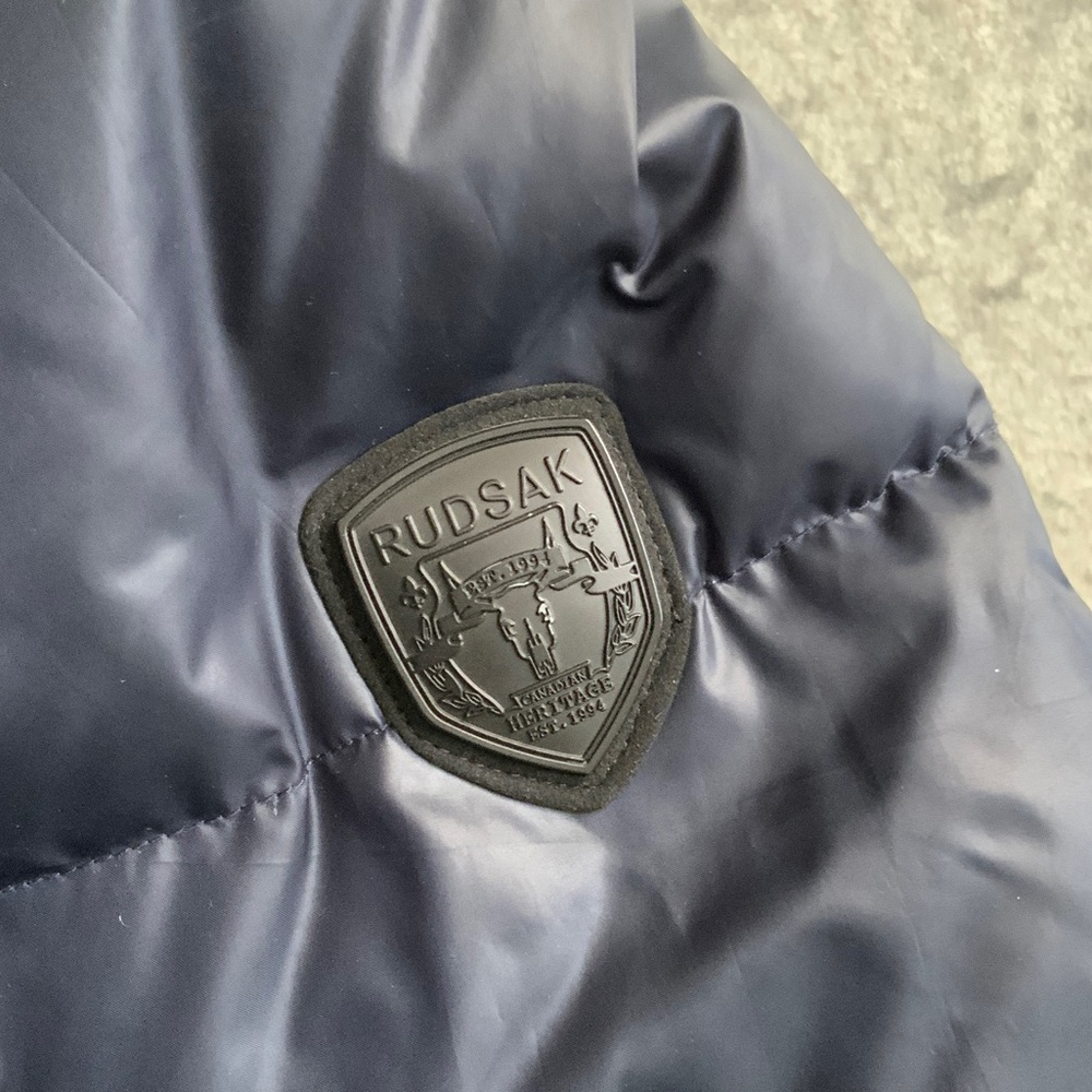 Rudsak Dark Navy long fitted quilted puffer coat size M - Picture 5 of 13